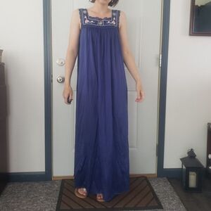 90s Blue Satin‎ Nightgown